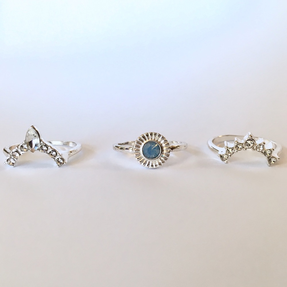 Boho Tribal Chic Stackable Silver Tone Rings - Picture 2 of 2